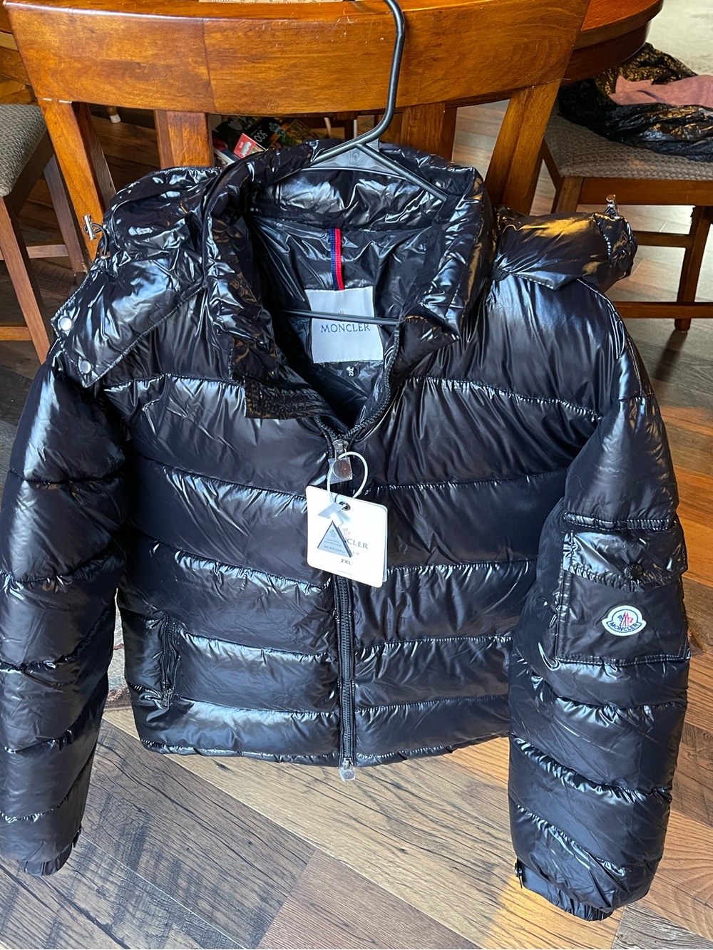 Moncler Black Gloss Puffer Jacket 2X Mens